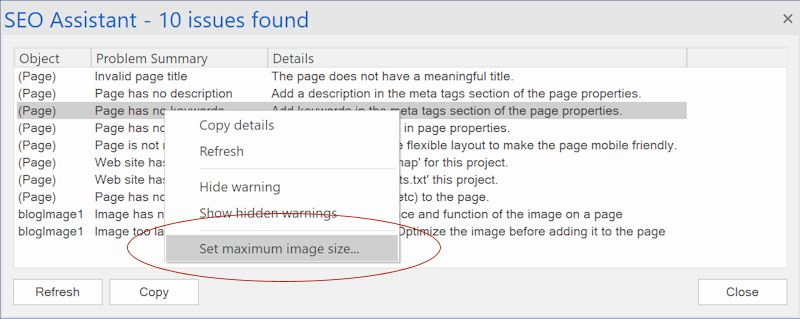 Context menu