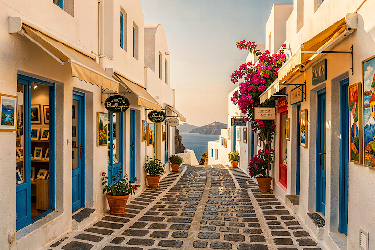 Santorini town panorama