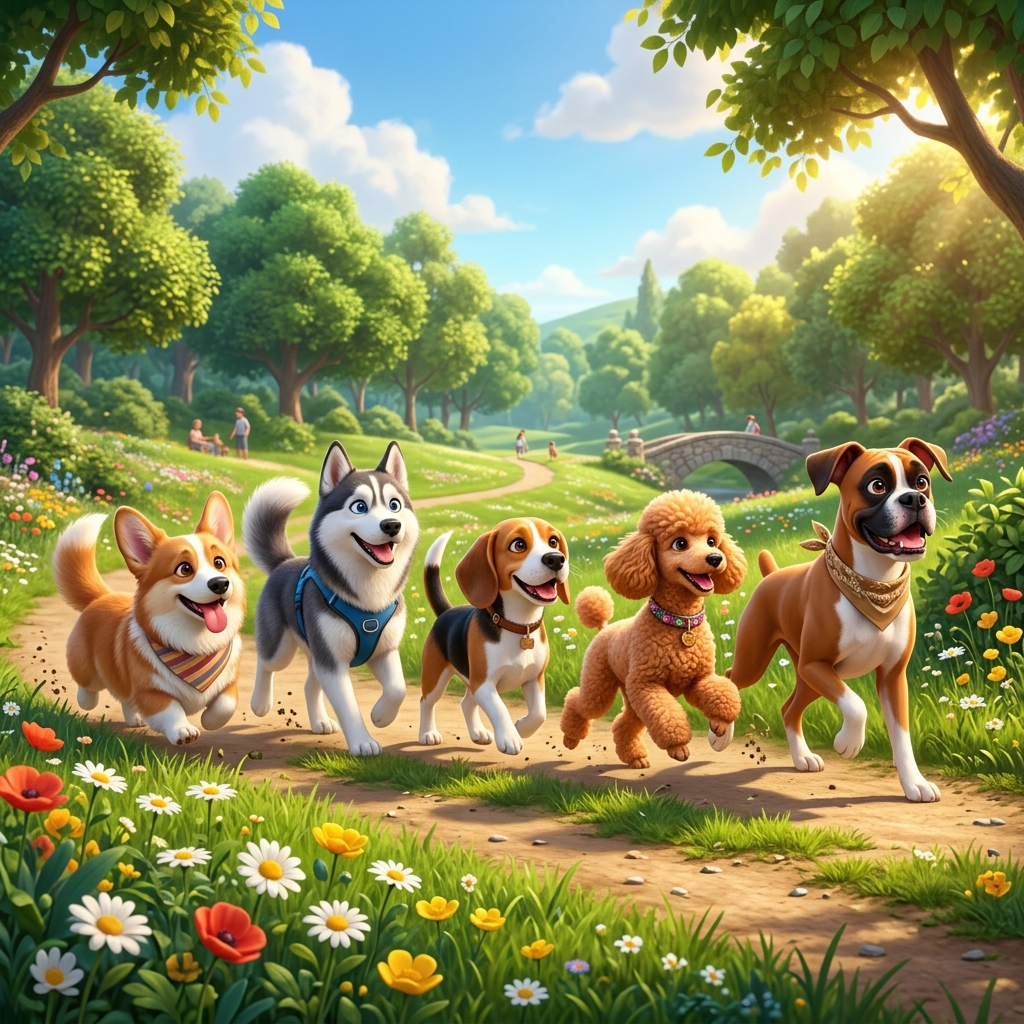 Energetic pack on a group walk adventure